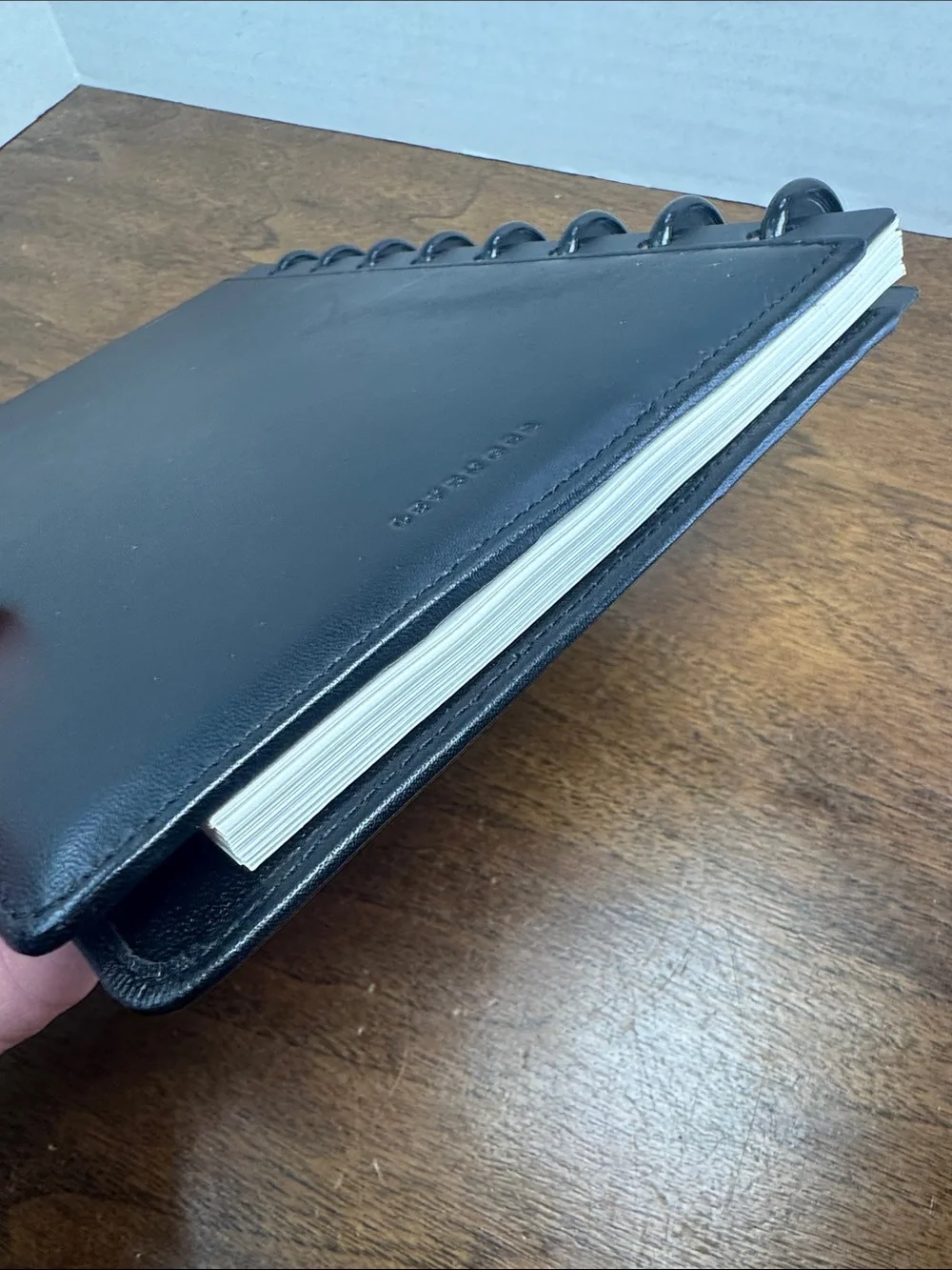 Levenger Circa Junior Black Leather Disc-Bound Planner Binder Cover Monogrammed